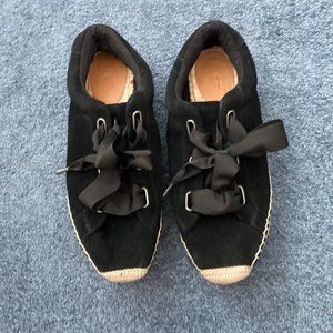 Ugg Womans Woven Sole Lace Up Felt Black Sneaker Shoes Size 9